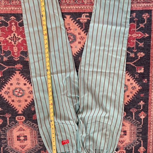Cookman Chef Wear Striped Pants - Mint Green & Brown Pinstripe (Size L) - Picture 4 of 7